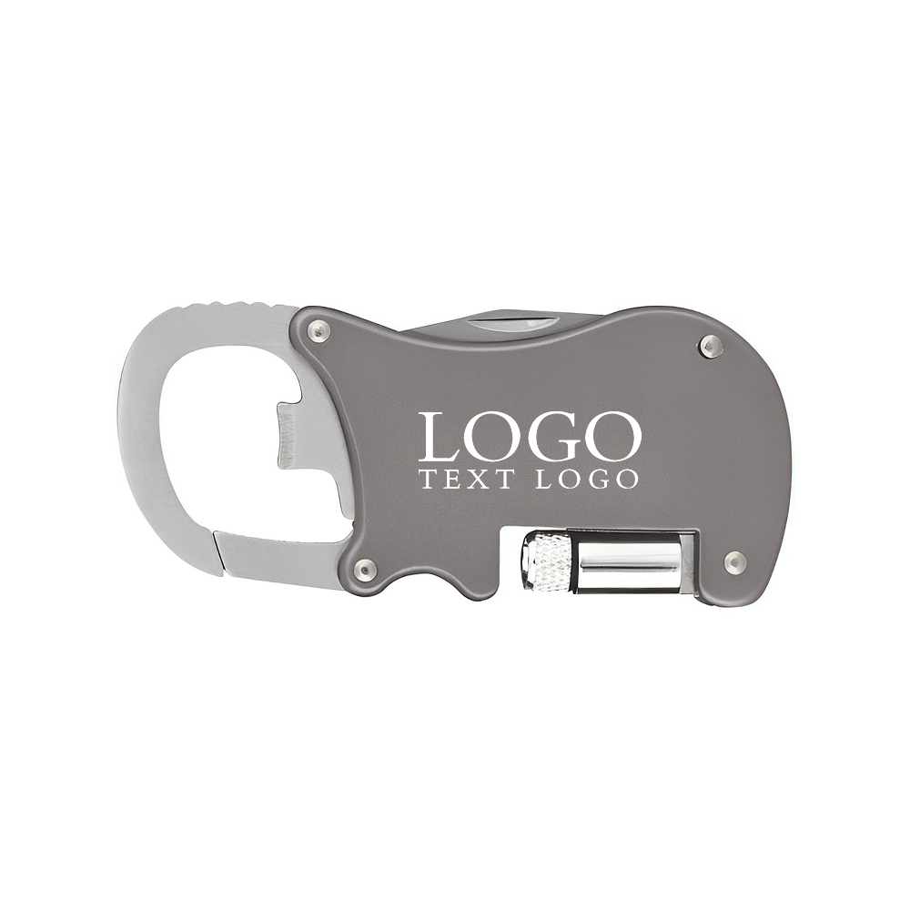 Carabiner With Bottle Opener & Pocketknife Gun Metal With Logo