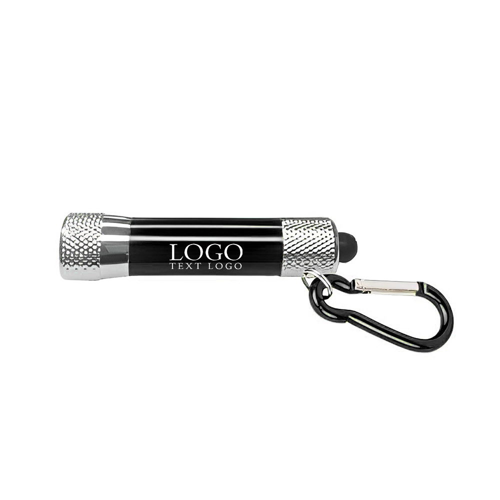 5 LED Aluminum Flashlight Keychain With Carabiner Black With Logo