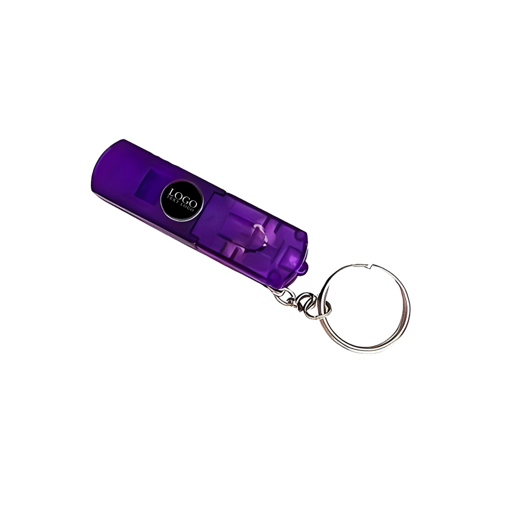 Transparent Compass Whistle Led Light Keyring Purple With Logo