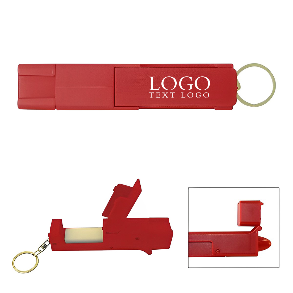 Sanitary Door Opener Touch Tool Keychain Red Logo