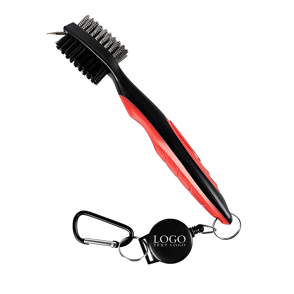 Golf Club Brush Groove Cleaner w Carabiner Orange With Logo