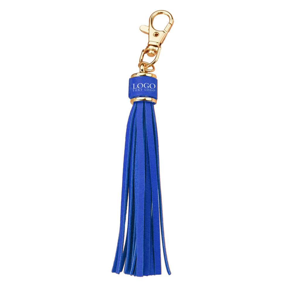 Blue Tassel Keychain with Hook Clasp With Logo