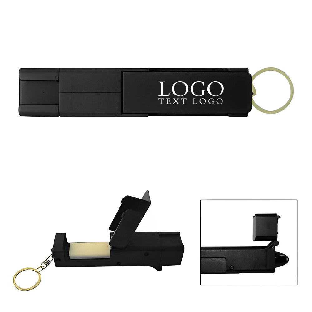 Sanitary Door Opener Touch Tool Keychain Black Logo