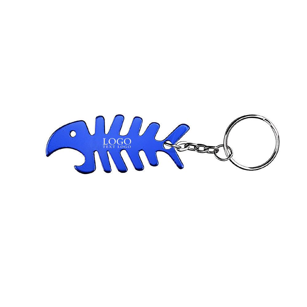 Blue Fish Bone Shaped Metal Bottle Opener with Key Holder With Logo