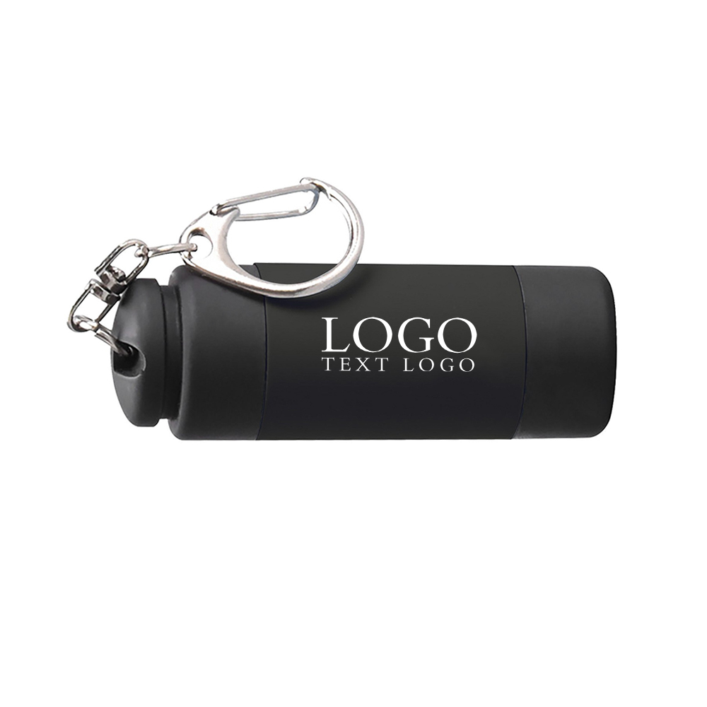 Black Mini Keychain With Flashlight With Logo
