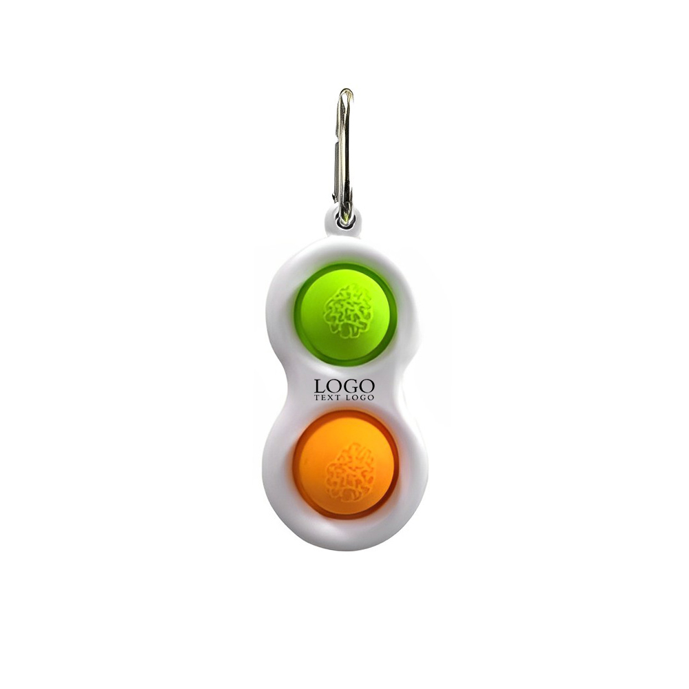 Push Pop Bubble Fidget Toy Keychains Orange With Logo