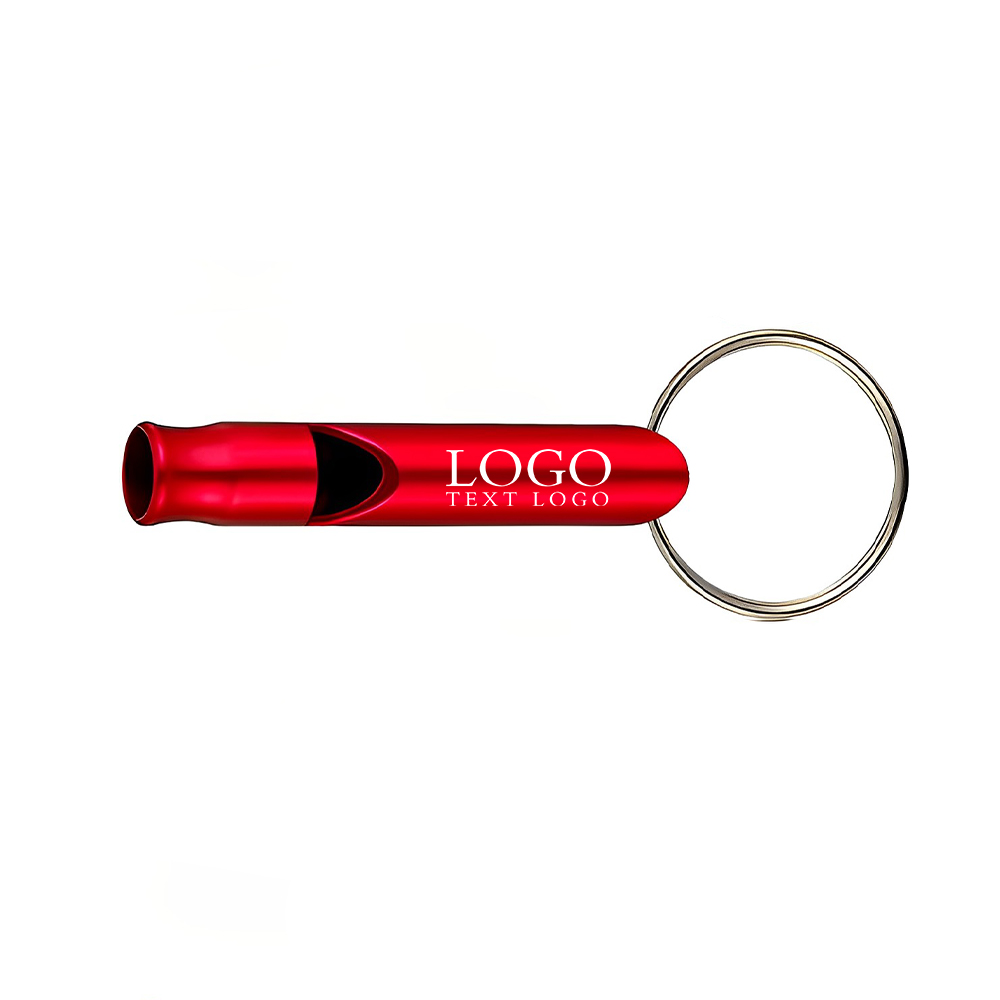 Red Outdoors Whistle Key Ring With Logo