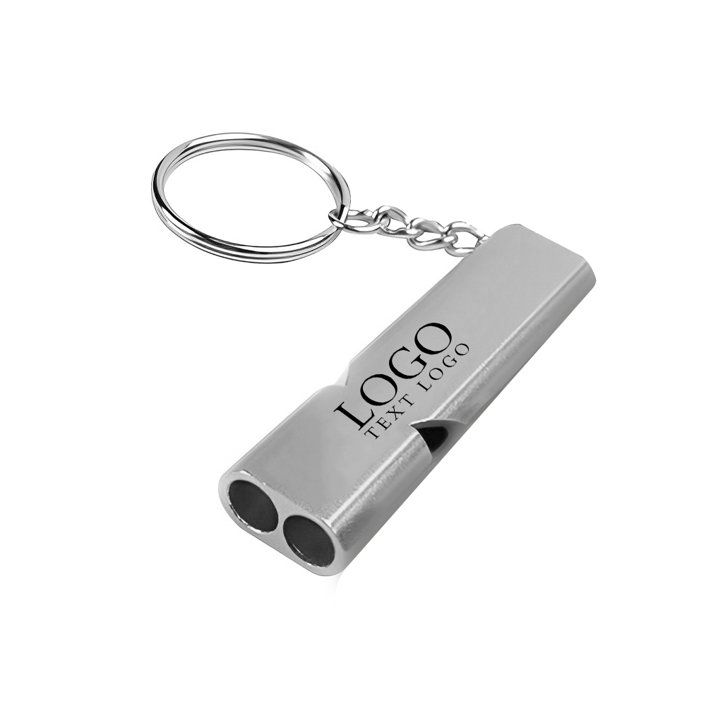 Emergency Survival Whistle Keychain Silver With Logo