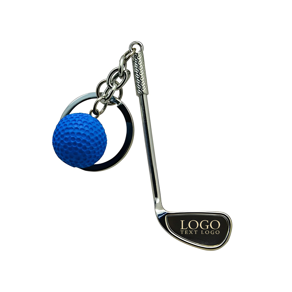 Promotional Golf Clubs Keychains Blue With Logo