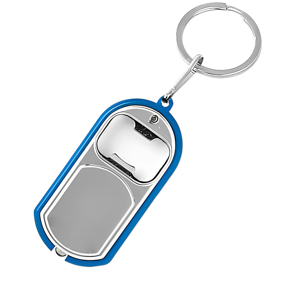 Bottle Opener Keychain With LED Light Blue