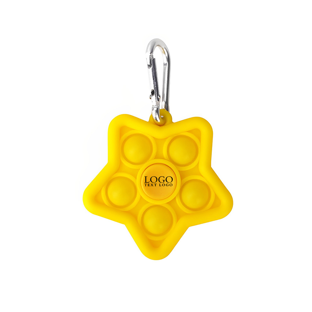 Yellow Mini Star Pop Fidget Spinner Keychain With Logo