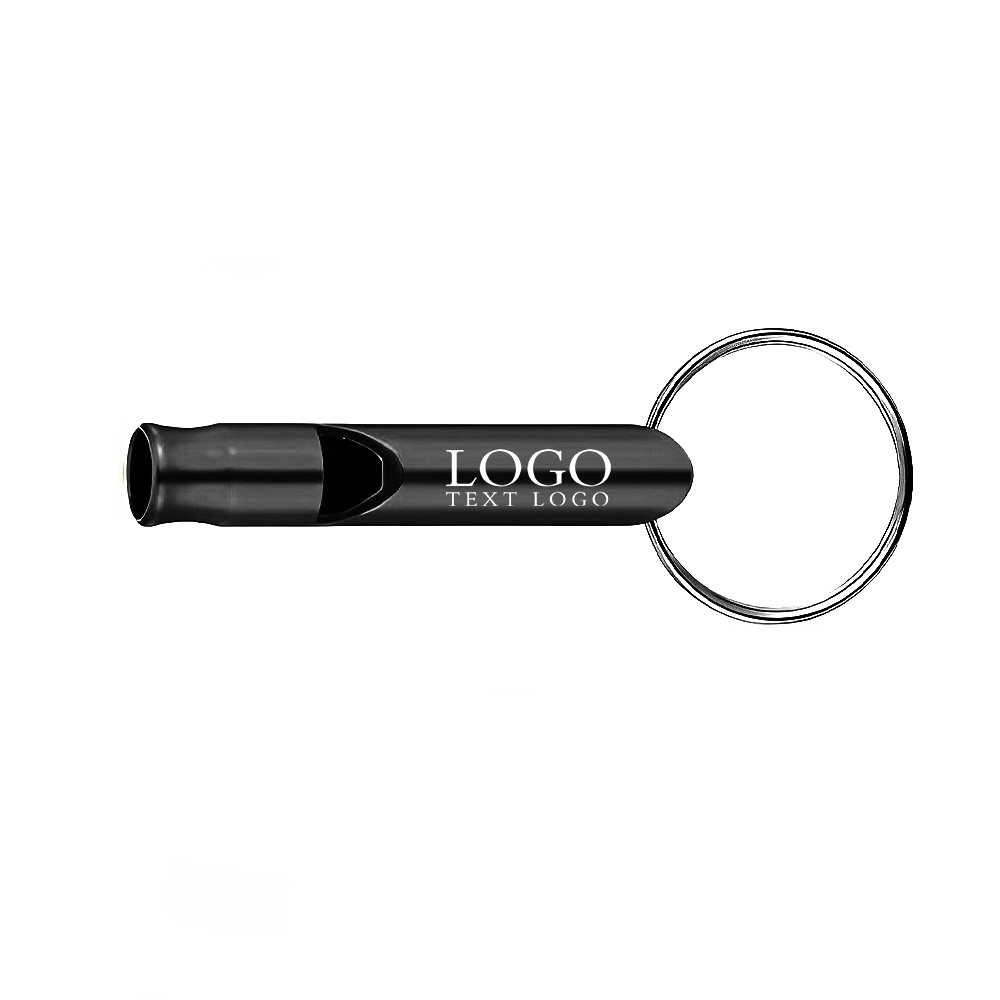 Black Outdoors Whistle Key Ring With Logo