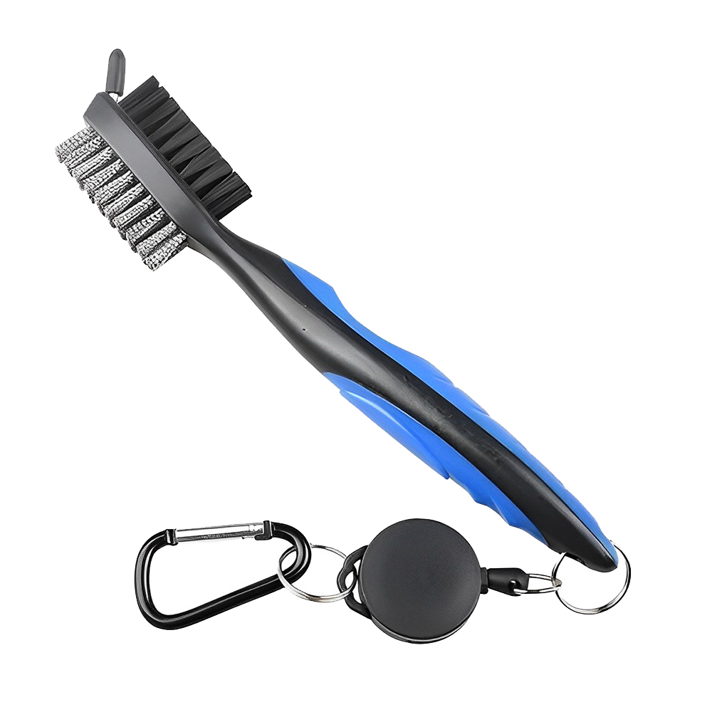 Golf Club Brush Groove Cleaner w Carabiner Blue