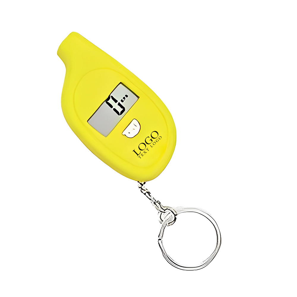 Mini Digital Tire Pressure Gauge With Key Chain Yellow With Logo