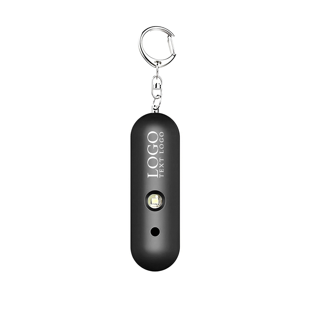 Marketing Safe Personal Alarm Key Chain With LED Light Black With Logo