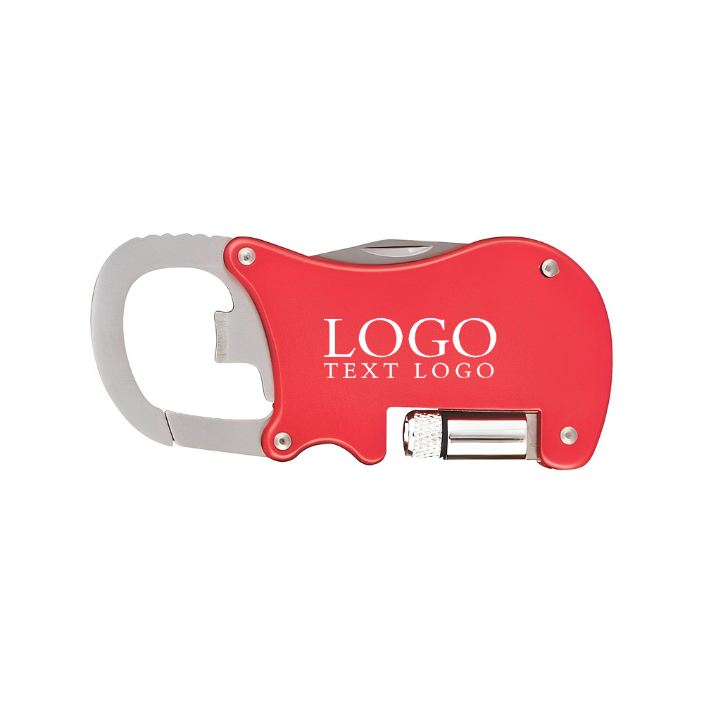 Red Carabiner With Bottle Opener & Pocketknife With Logo