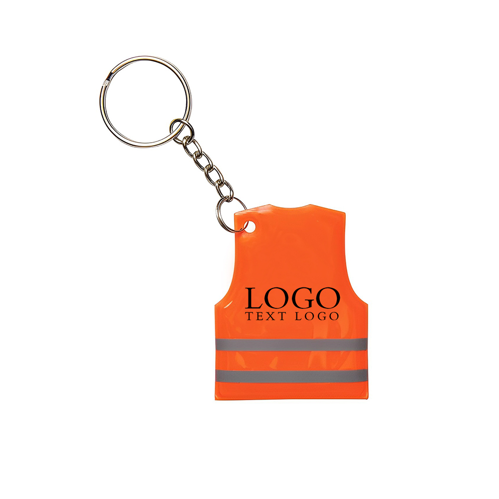 Promotional Reflective Safety Vest Keytag Orange With Logo