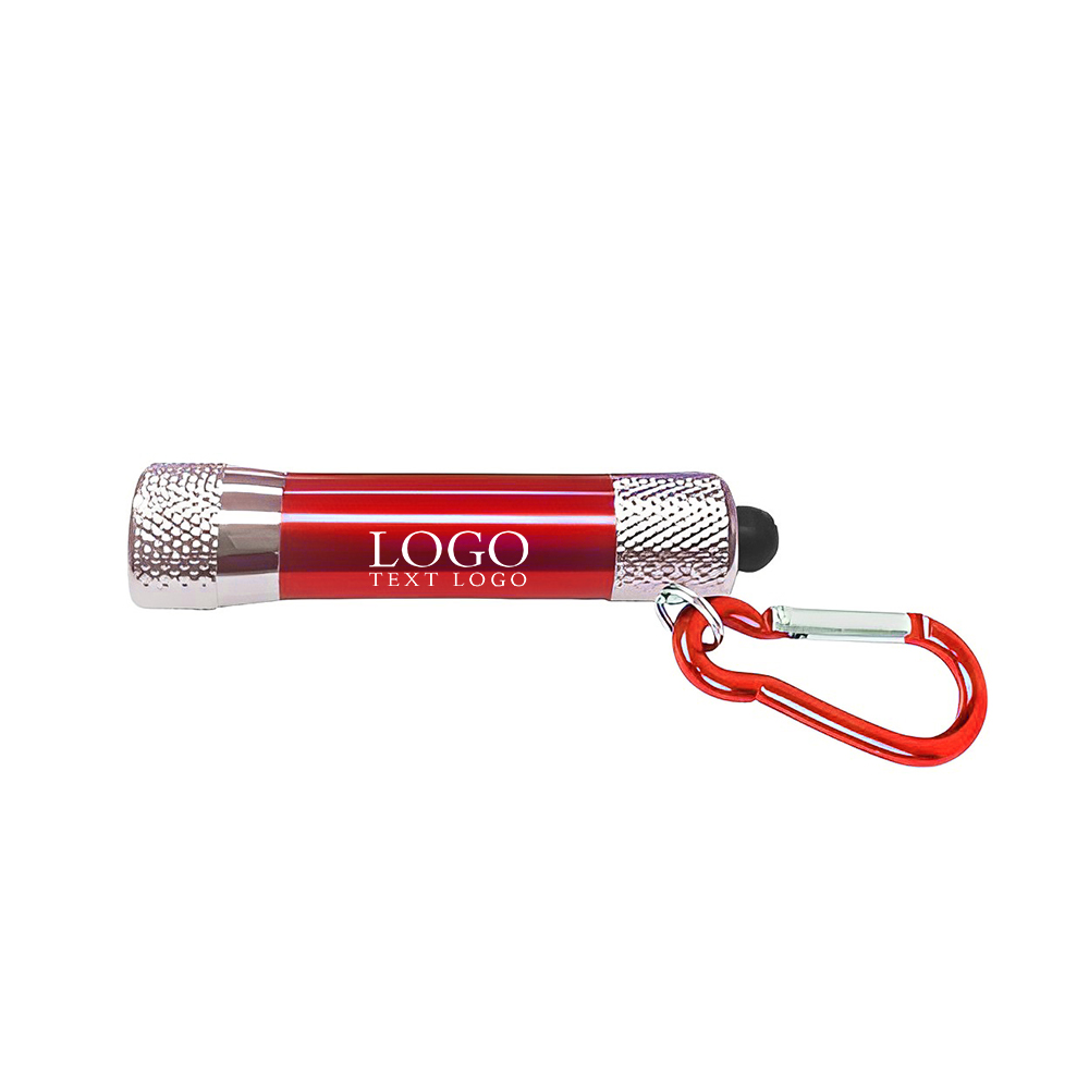 5 LED Aluminum Flashlight Keychain With Carabiner Red With Logo
