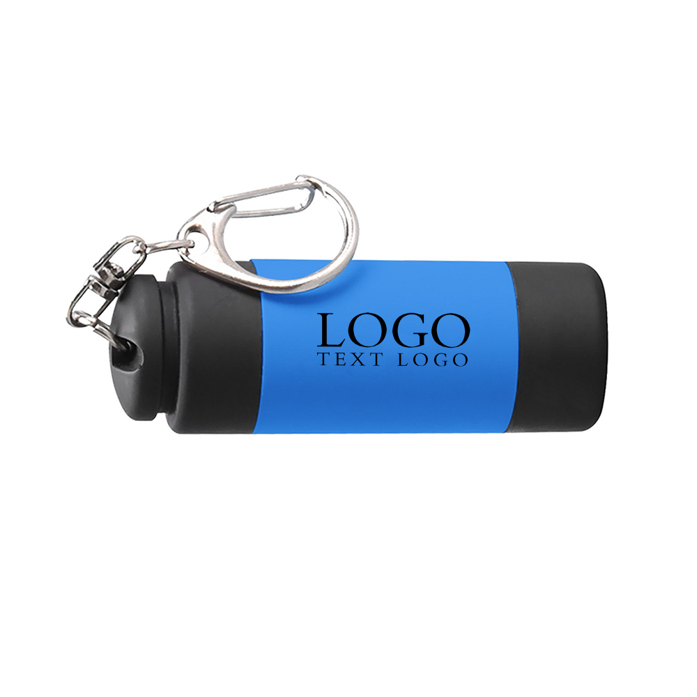 Blue Mini Keychain With Flashlight With Logo