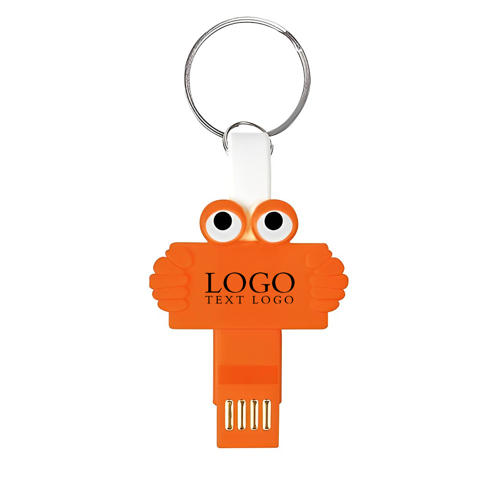 Clipster Buddy 3-In-1 Charging Cable Key Ring Orange With Logo