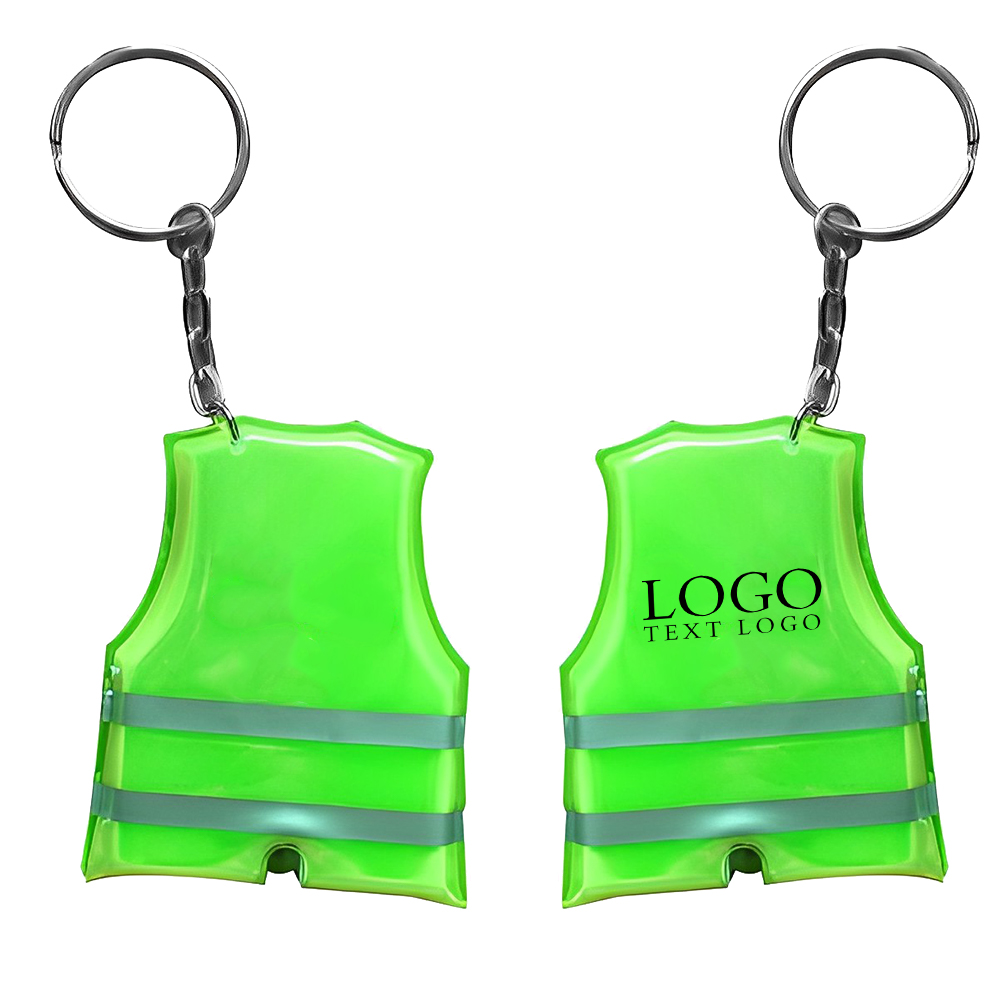 Safety Vest Shaped Led Flashlight Keychain With Logo