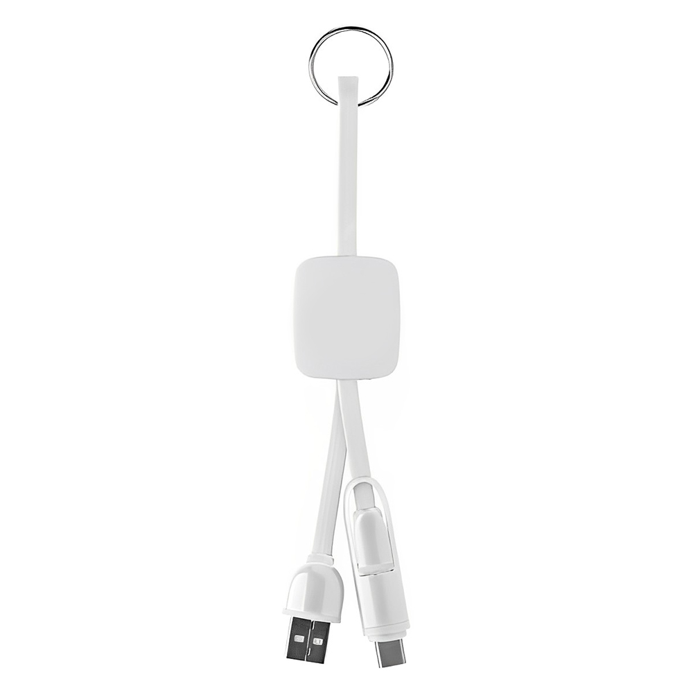 Slide Charging Cables on Key Ring White