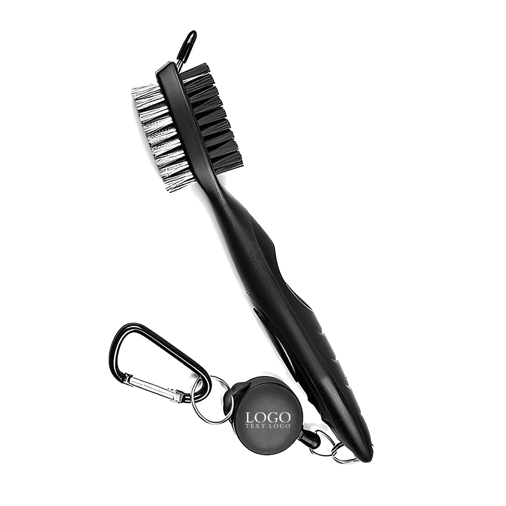 Golf Club Brush Groove Cleaner w Carabiner Black With Logo