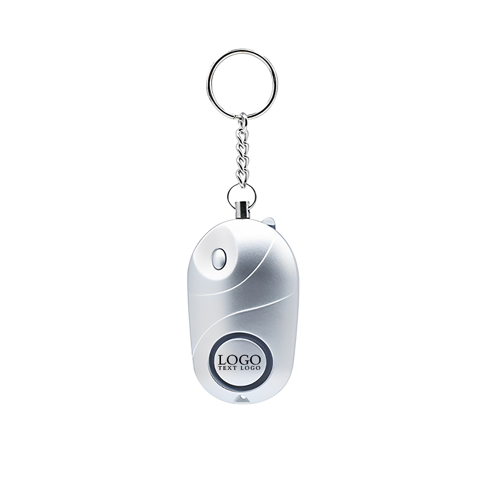 Silver Safety LED Light & Alarm Key Chain With Logo
