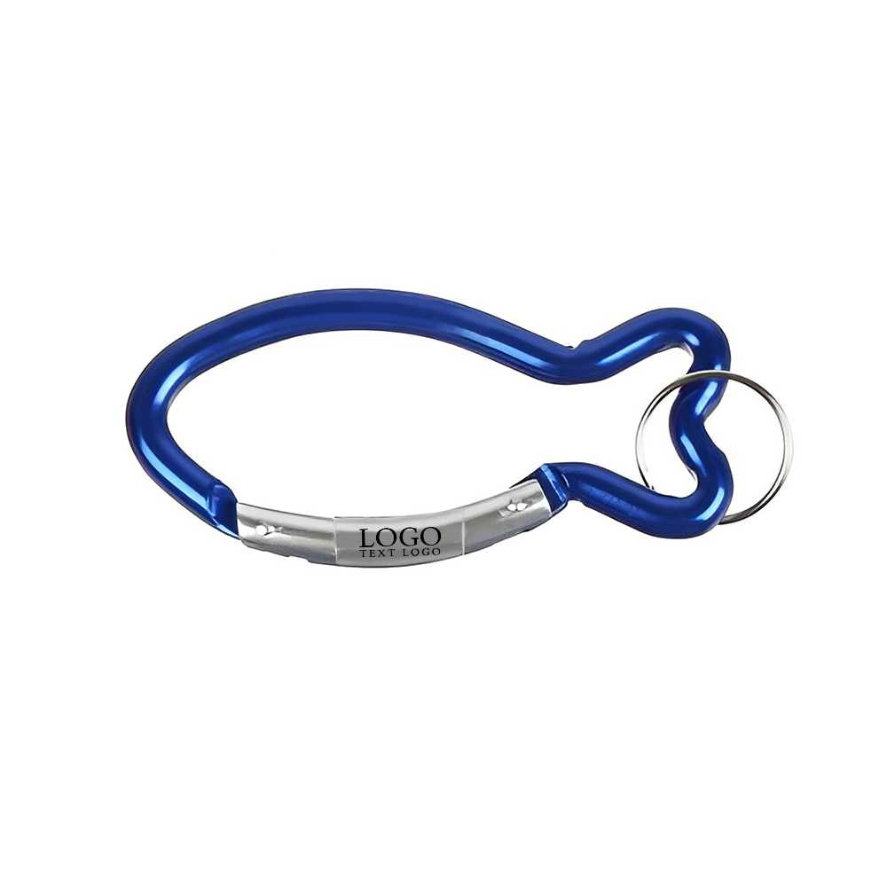 Fish Shaped Carabiner Keychain Blue With Logo