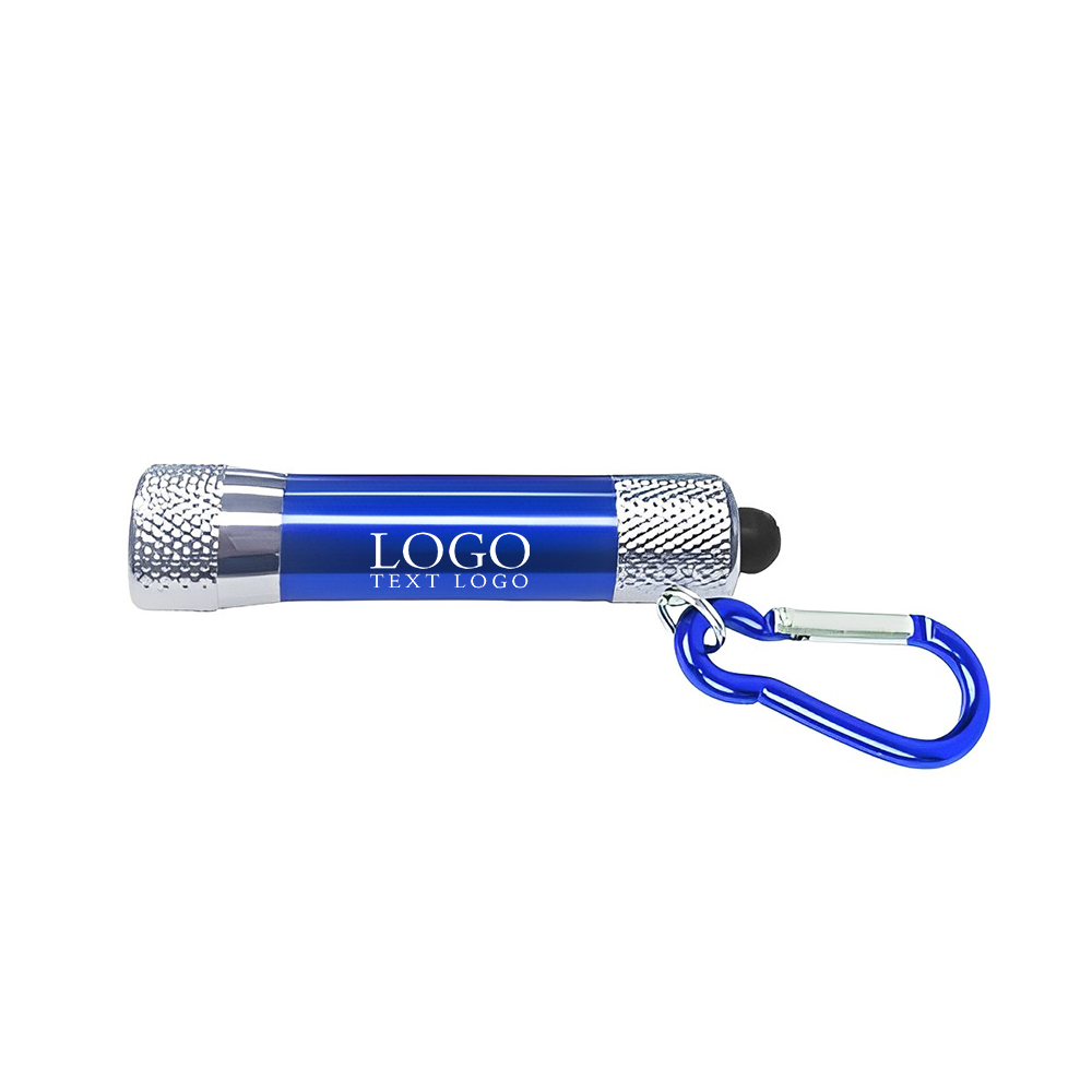 5 LED Aluminum Flashlight Keychain With Carabiner Blue With Logo