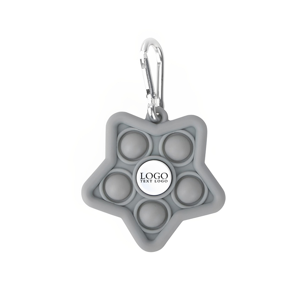 Mini Star Pop Fidget Spinner Keychain Gray With Logo