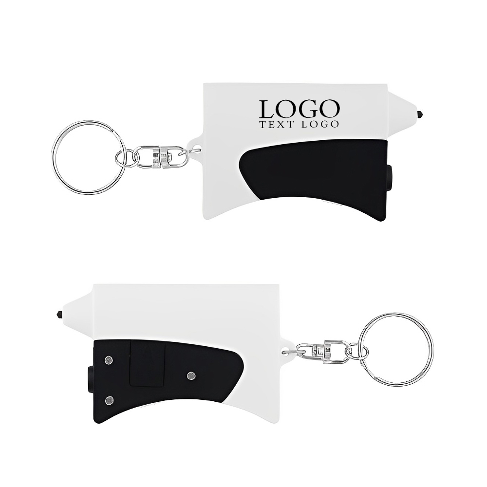 Mini Emergency Auto Set Key Chain Black White Group With Logo