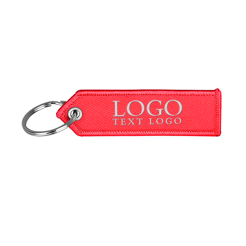 Embroidered Keychain Tag Red With Logo