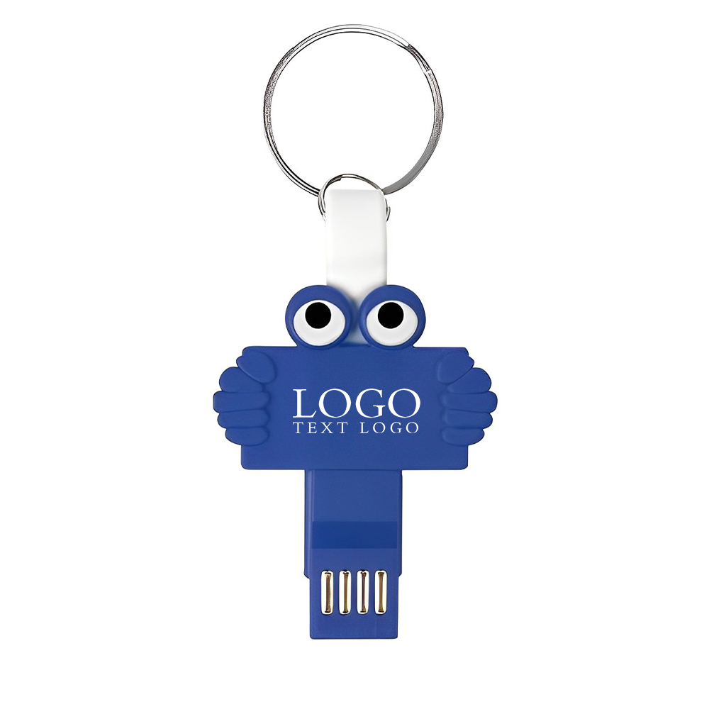 Clipster Buddy 3-In-1 Charging Cable Key Ring Blue With Logo
