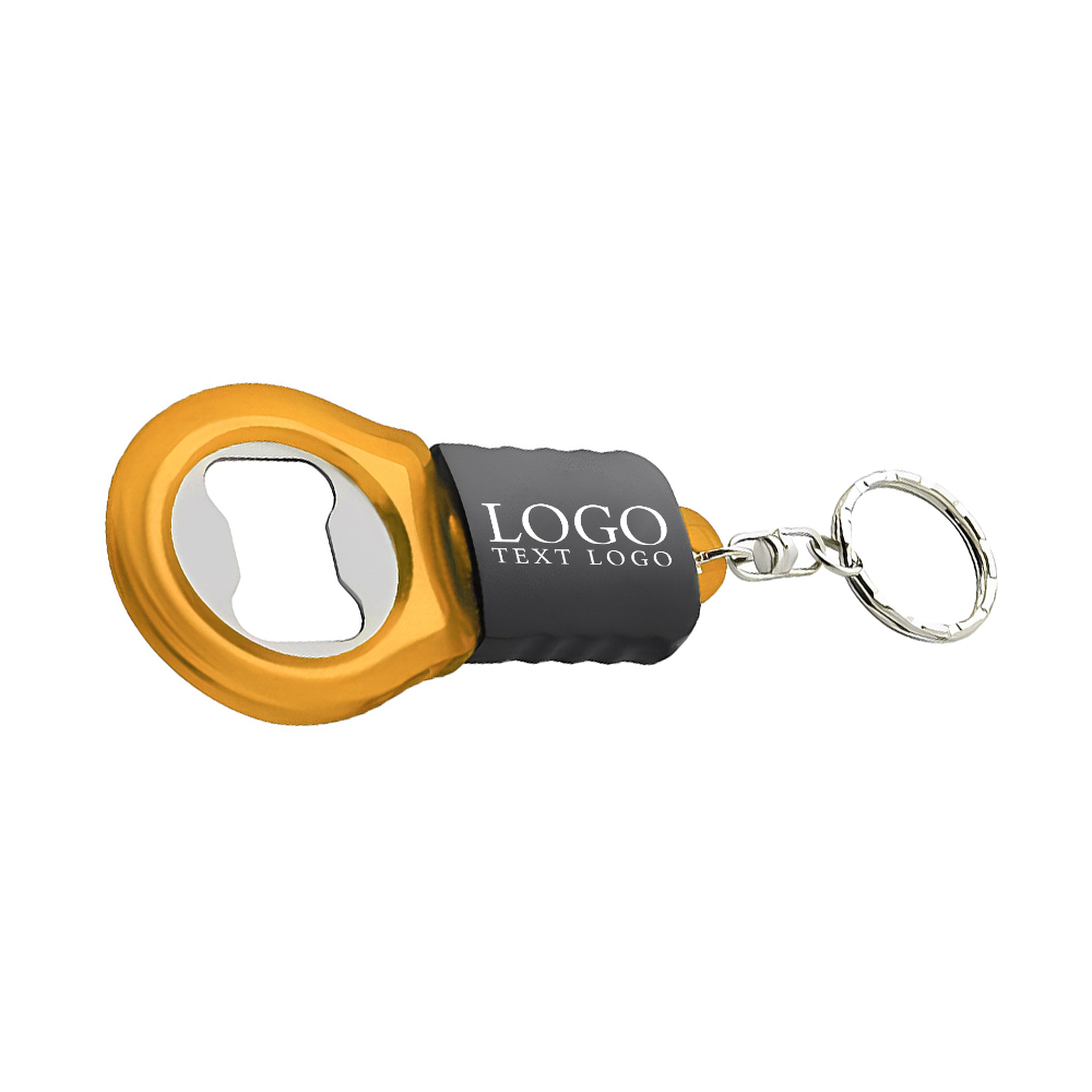 Custom LED Bottle Opener Keychain Orange With Logo