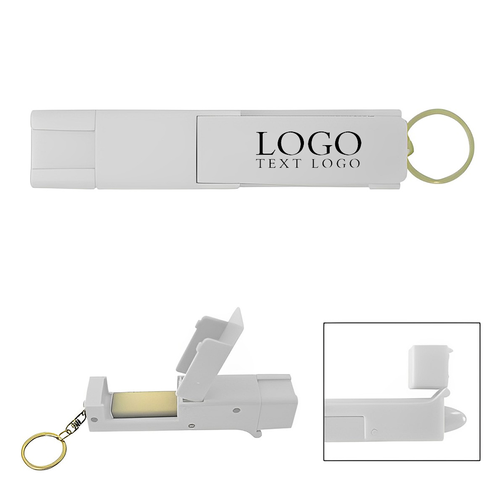 Sanitary Door Opener Touch Tool Keychain Logo Gray