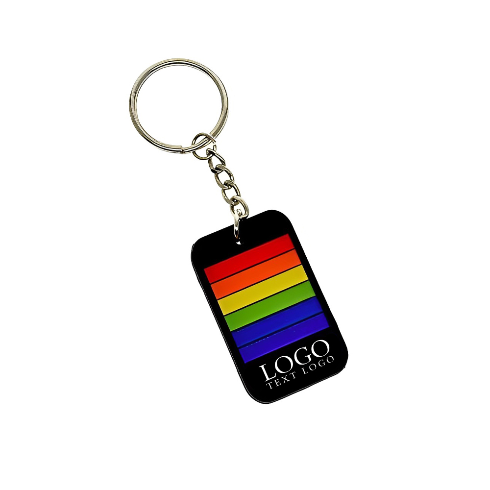 Rainbow LGBT Gay Pride Key Chains Black With Logo