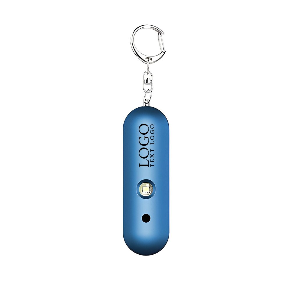 Marketing Safe Personal Alarm Key Chain With LED Light Blue With Logo