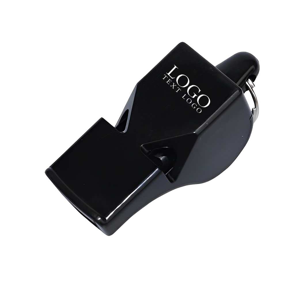 Plastic Whistles With Key Ring Black With Logo