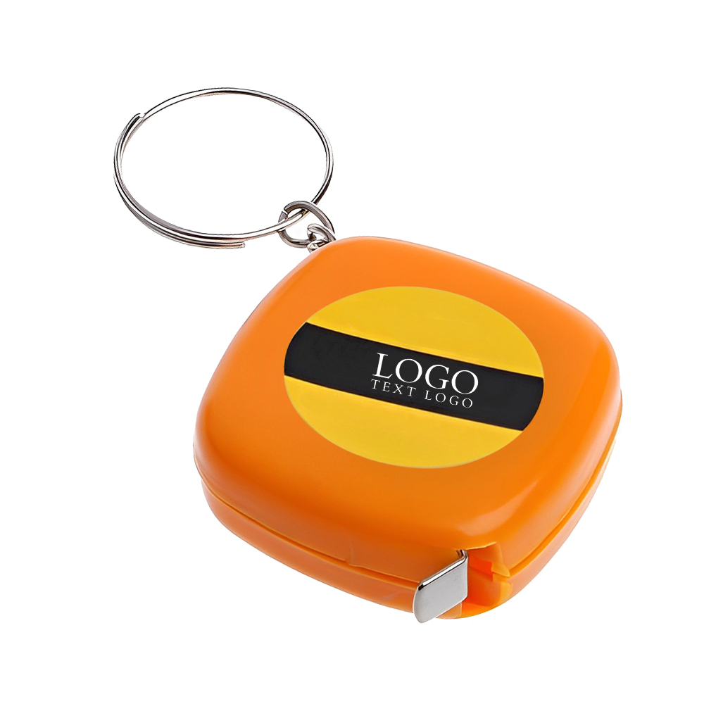 Mini Tape Measure Keychain Orange With Logo