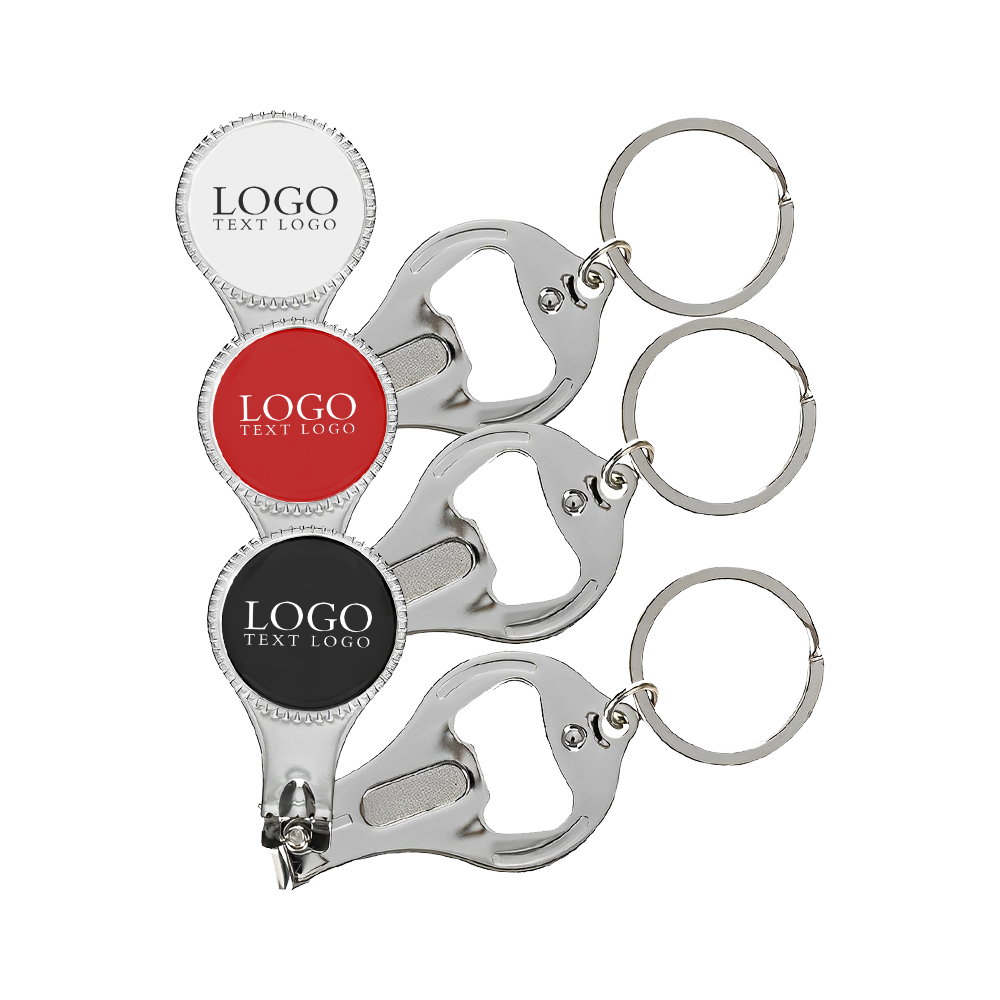 Round Nail Clipper With Bottle Opener Keyring Group Logo