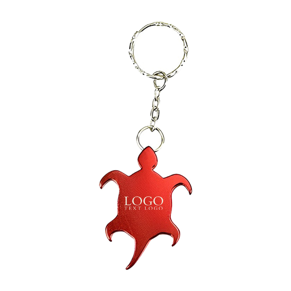 Turtle Shape Bottle Opener Keyring Red With Logo
