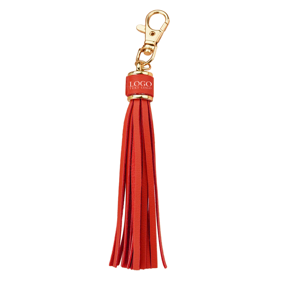 Red Tassel Keychain with Hook Clasp With Logo
