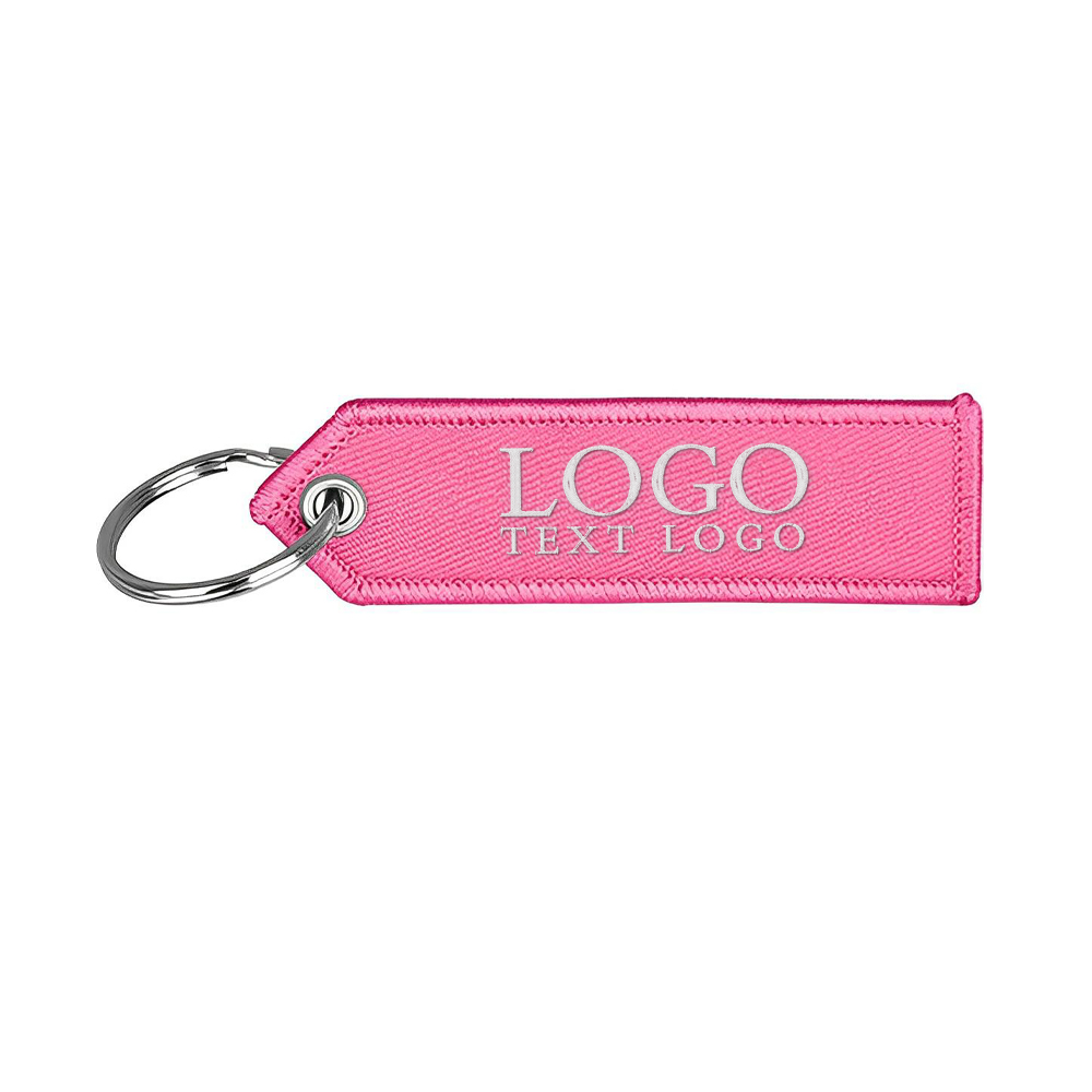 Embroidered Keychain Tag Pink With Logo