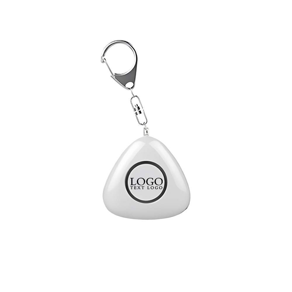 White Triangle Ladies Self Defense Alarm Key Chain With Logo