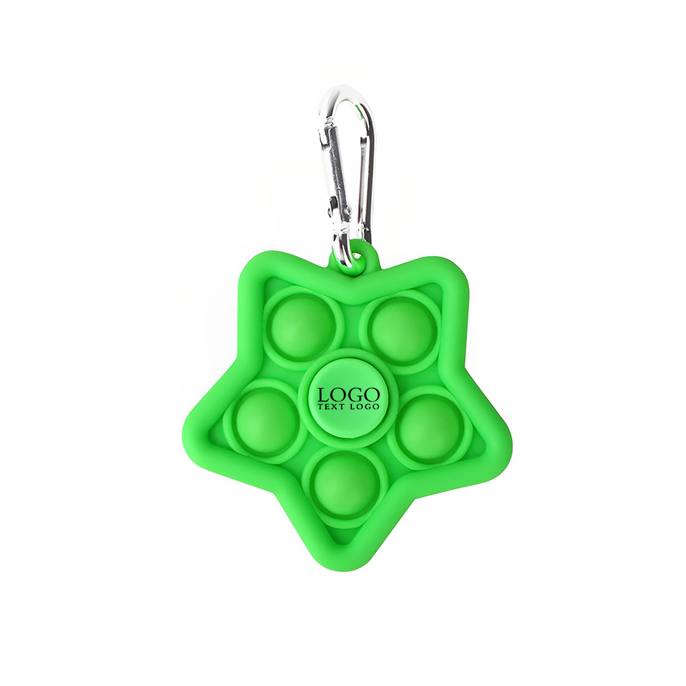 Green Mini Star Pop Fidget Spinner Keychain With Logo