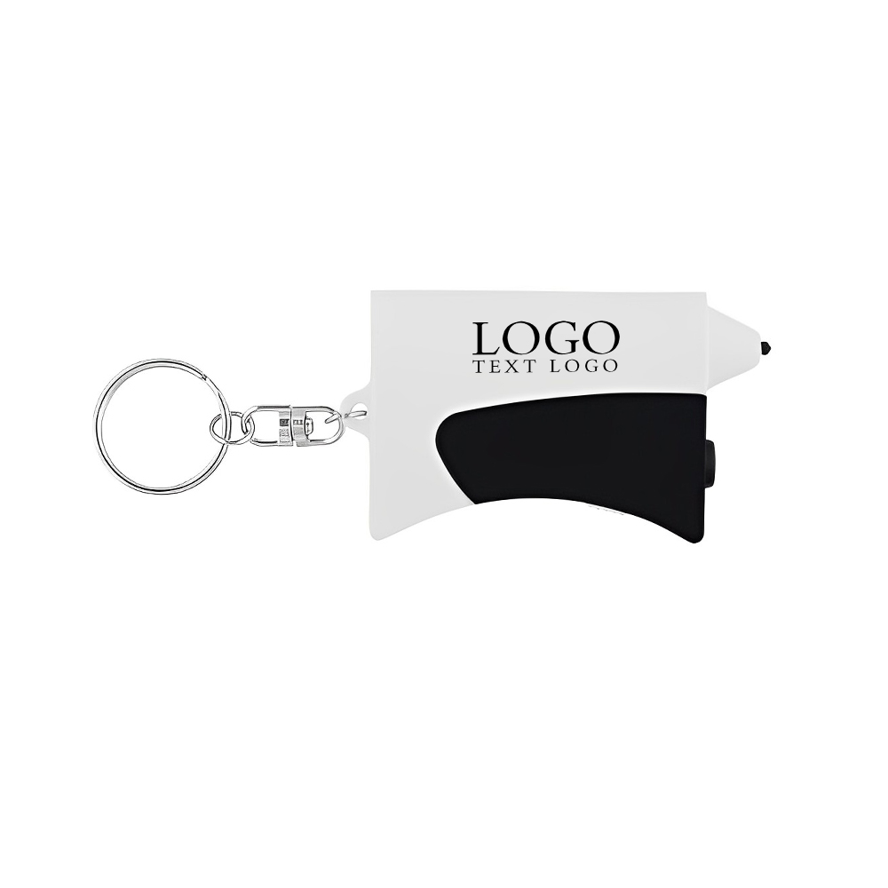 Mini Emergency Auto Set Key Chain Black White With Logo
