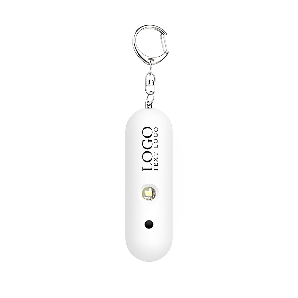 Marketing Safe Personal Alarm Key Chain With LED Light White With Logo
