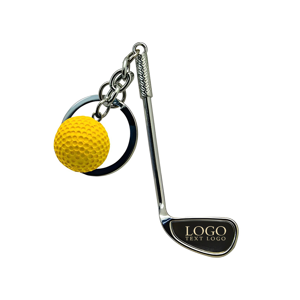 Promotional Golf Clubs Keychains Yellow With Logo