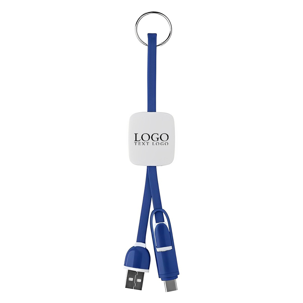 Slide Charging Cables on Key Ring Logo Blue